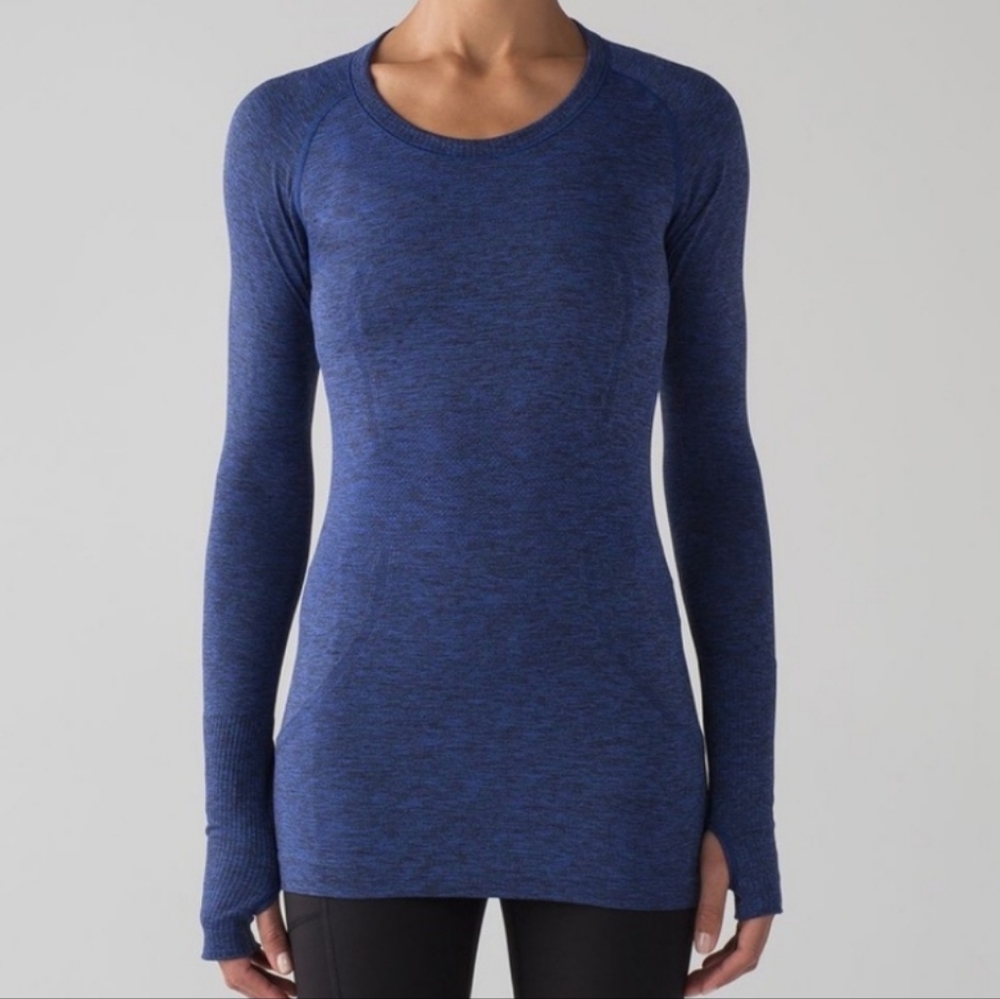 Lululemon Swiftly Tech Long Sleeve Crew 10 Blazer Blue Black